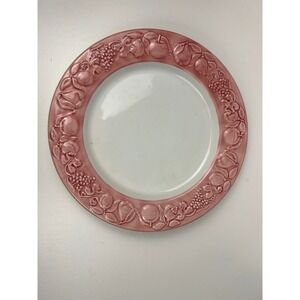Vintage Quadrifoglio Franco Giorgi Italian‎ Pink Fruit Embossed Ceramic Plate